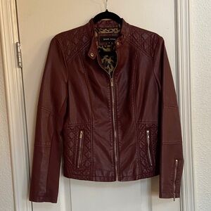 Black Rivet Women's Burgundy Vegan Leather Jacket